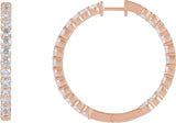 14K Gold Round Lab-Grown Diamond Inside-Outside Hoop Earrings – 1.5-3mm Stones - Rose Gold
