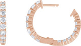 14K Gold Round Lab-Grown Diamond Inside-Outside Hoop Earrings – 1.5-3mm Stones - Rose Gold - view 4