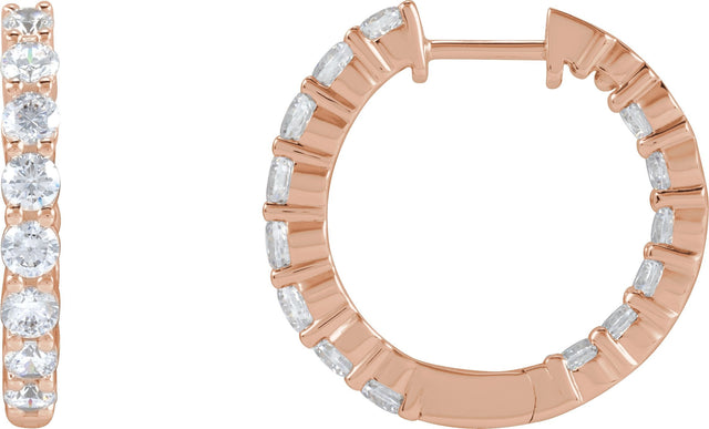 14K Gold Round Lab-Grown Diamond Inside-Outside Hoop Earrings – up to 1/2 CTW - Rose Gold