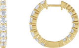 14K Gold Round Natural Diamond Inside-Outside Hoop Earrings – 1.5-3mm Stones - Yellow Gold