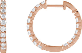 14K Gold Round Lab-Grown Diamond Inside-Outside Hoop Earrings – up to 1/2 CTW - Rose Gold