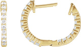 14K Gold Round Lab-Grown Diamond Inside-Outside Hoop Earrings – 1.5-3mm Stones - Yellow Gold - view 4