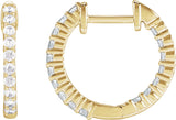 14K Gold Round Lab-Grown Diamond Inside-Outside Hoop Earrings – up to 1/2 CTW - Yellow Gold