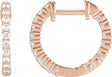 14K Gold Round Natural Diamond Inside-Outside Hoop Earrings – 1.5-3mm Stones - Rose Gold