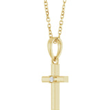 14K Gold Round Natural Diamond Cross Necklace or Pendant – up to 0.015 CTW - Yellow Gold - view 2