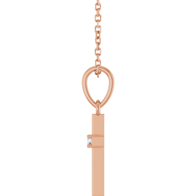 14K Gold Round Natural Diamond Cross Necklace or Pendant – up to 0.015 CTW - Rose Gold - view 3