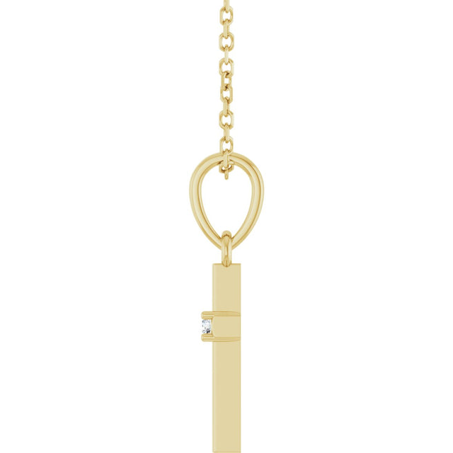 14K Gold Round Natural Diamond Cross Necklace or Pendant – up to 0.015 CTW - Yellow Gold - view 3