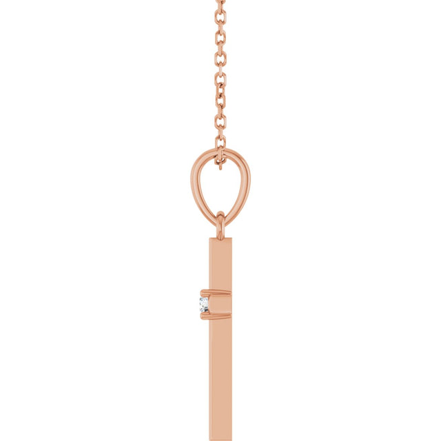 14K Gold Round Natural Diamond Cross Necklace or Pendant – up to 0.015 CTW - Rose Gold - view 3