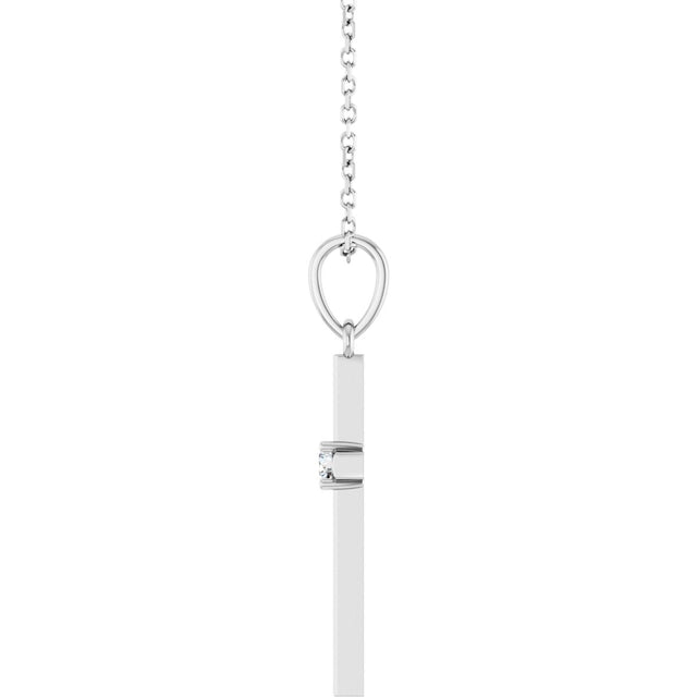 Platinum Round Natural Diamond Cross Necklace or Pendant – up to 0.015 CTW - view 3