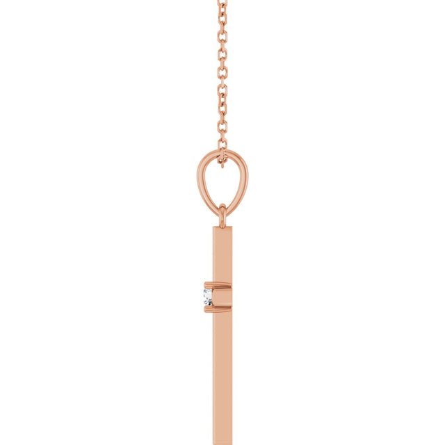 14K Gold Round Natural Diamond Cross Necklace or Pendant – up to 0.015 CTW - Rose Gold - view 3