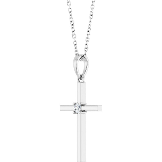 Platinum Round Natural Diamond Cross Necklace or Pendant – up to 0.015 CTW - view 2
