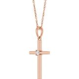 14K Gold Round Natural Diamond Cross Necklace or Pendant – up to 0.015 CTW - Rose Gold - view 2