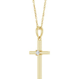 14K Gold Round Natural Diamond Cross Necklace or Pendant – up to 0.015 CTW - Yellow Gold - view 2