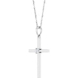 Platinum Round Natural Diamond Cross Necklace or Pendant – up to 0.015 CTW - view 2