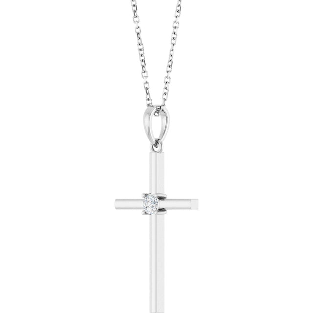 Platinum Round Natural Diamond Cross Necklace or Pendant – up to 0.015 CTW - view 2