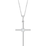 Platinum Round Natural Diamond Cross Necklace or Pendant – up to 0.015 CTW