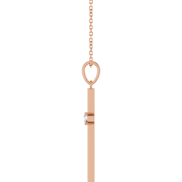 14K Gold Round Natural Diamond Cross Necklace or Pendant – up to 0.015 CTW - Rose Gold - view 3