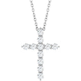 Platinum Round Natural Diamond Accented Cross Necklace or Pendant – up to 1/6 CTW