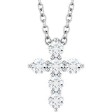 Platinum Round Natural Diamond Accented Cross Necklace or Pendant – up to 1/6 CTW