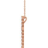14K Gold Round Natural Diamond Accented Cross Necklace or Pendant – up to 1/6 CTW - Rose Gold - view 3