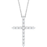 Platinum Round Natural Diamond Accented Cross Necklace or Pendant – up to 1/6 CTW