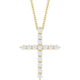 14K Gold Round Natural Diamond Accented Cross Necklace or Pendant – up to 1/6 CTW - Yellow Gold