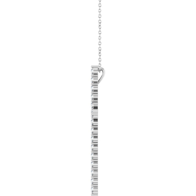 Platinum Round Natural Diamond Accented Cross Necklace or Pendant – up to 1/6 CTW - view 3