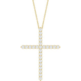 14K Gold Round Lab-Grown Diamond Accented Cross Necklace or Pendant – 1.8-2.4mm Stones - Yellow Gold