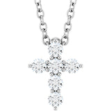 Platinum Round Natural Diamond Accented Cross Necklace or Pendant – up to 1/6 CTW