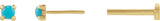 14K Gold Natural Turquoise Round Rose-Cut 4-Prong Claw Stud Earrings - Yellow Gold - view 3