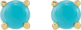 14K Gold Natural Turquoise Round Rose-Cut 4-Prong Claw Stud Earrings - Yellow Gold - view 2