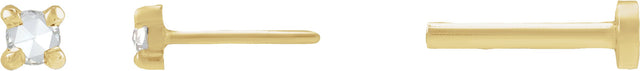 14K Gold Natural Diamond Round Rose-Cut 4-Prong Claw Stud Earrings - Yellow Gold - view 3