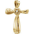 14K Gold Round Natural Diamond Cross Pendant – 0.02 CTW - Yellow Gold