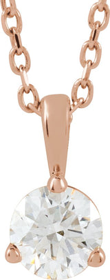 14K Gold Round Lab-Grown Diamond Solitaire Necklace or Pendant - Rose Gold