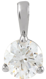 14K Gold Round Lab-Grown Diamond Solitaire Necklace or Pendant - White Gold