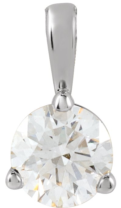 14K Gold Round Lab-Grown Diamond Solitaire Necklace or Pendant - White Gold