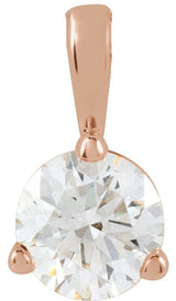 14K Gold Round Lab-Grown Diamond Solitaire Necklace or Pendant - Rose Gold