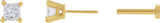 14K Gold Natural Diamond Square 4-Prong Lightweight Stud Earrings - Yellow Gold - view 2