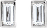14K Gold Natural Diamond Straight Baguette Bezel-Set Stud Earrings – 2.5x1.5mm - White Gold - view 2