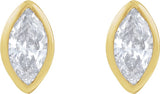 14K Gold Natural Diamond Marquise Bezel-Set Stud Earrings – 3.5x1.75mm - Yellow Gold - view 2