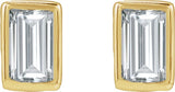 14K Gold Natural Diamond Straight Baguette Bezel-Set Stud Earrings – 2.5x1.5mm - Yellow Gold - view 2