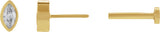 14K Gold Natural Diamond Marquise Bezel-Set Stud Earrings – 3.5x1.75mm - Yellow Gold - view 3