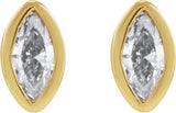 14K Gold Natural Diamond Marquise Bezel-Set Stud Earrings – 3.5x1.75mm - Yellow Gold - view 2