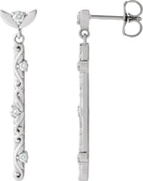 14K Gold Round Natural Diamond Vintage-Inspired Earrings – 1.8mm Stones - White Gold