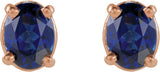 14K Gold Lab-Grown Blue Sapphire Oval 4-Prong Lightweight Stud Earrings - Rose Gold - view 2