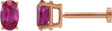 14K Gold Natural Ruby Oval 4-Prong Lightweight Stud Earrings - Rose Gold