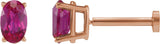 14K Gold Natural Ruby Oval 4-Prong Lightweight Stud Earrings - Rose Gold
