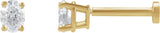 14K Gold Natural Diamond Oval 4-Prong Lightweight Stud Earrings - Yellow Gold