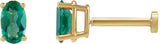 14K Gold Lab-Grown Emerald Oval 4-Prong Lightweight Stud Earrings - Yellow Gold