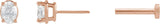14K Gold Natural Diamond Oval 4-Prong Lightweight Stud Earrings - Rose Gold - view 3